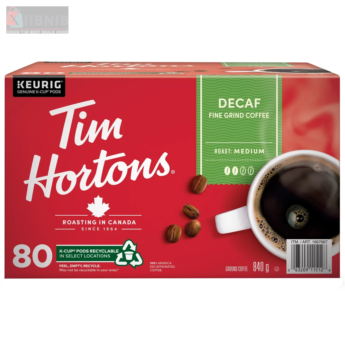 Tim Horton  Decaf K-Cup Pod , 80-Count – Coffee Pod  & K-Cup  | XIIBNIB