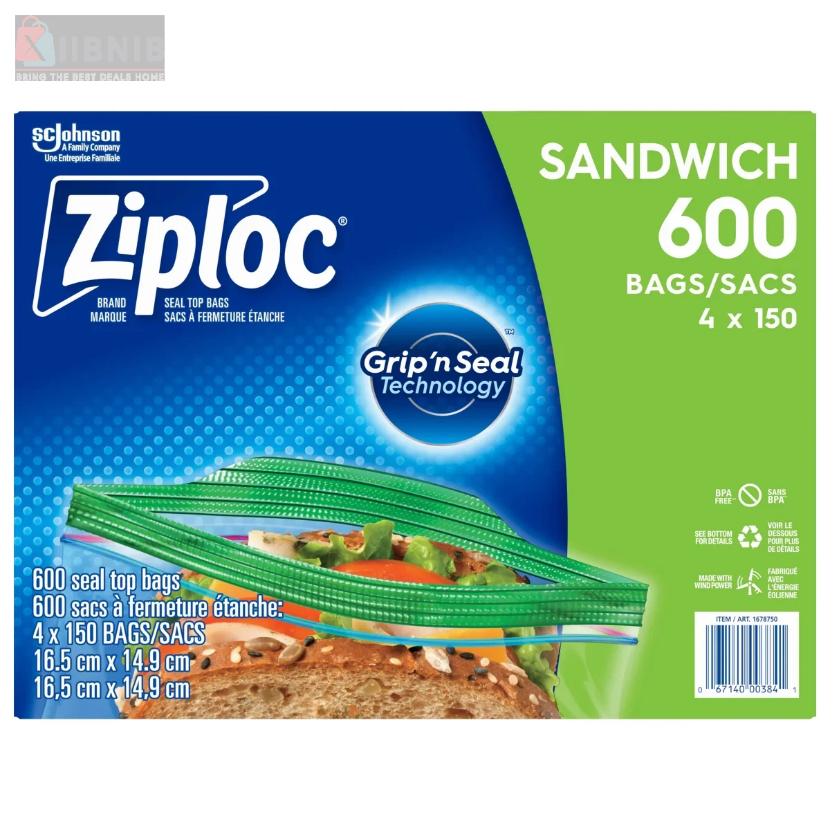 Ziploc Brand Sandwich Bag , 150-count, 4-pack – Grocery & Hou ehold | XIIBNIB