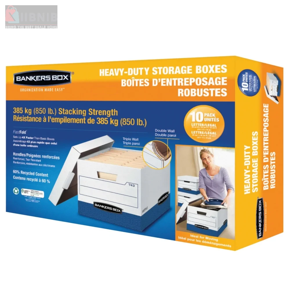 Fellowe  Banker  Box Heavy Duty Storage Boxe , 10-Pack, Letter/Legal – Office Product  | XIIBNIB