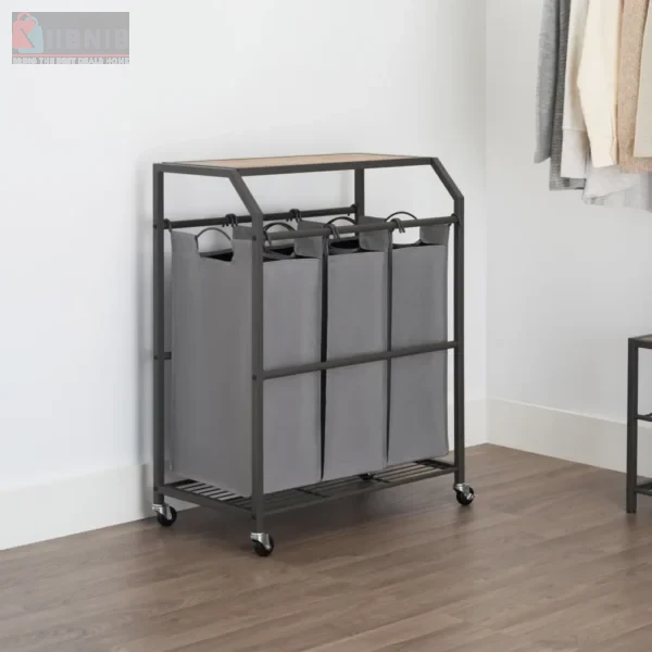 Trinity 3-bag Laundry Cart with Flip Top – Storage & Kitchen Organization | XIIBNIB