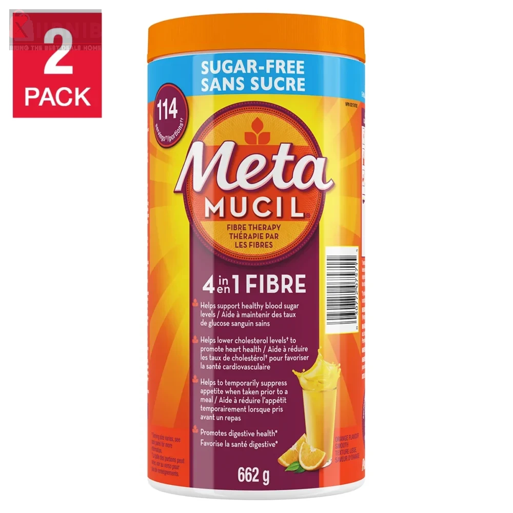 Metamucil MultiHealth Fibre Supplement Powder Sugar-Free, Orange, 2 x 662 g – Dige tive Health | XIIBNIB
